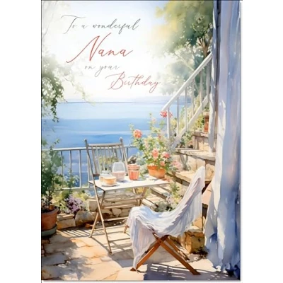 Image of doodlecards Nana Birthday Card Amalfi Coast Medium Size with Plain Envelope
