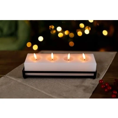 Image of Marco Paul 4 LED Candle Artificial Table Centrepiece Black Metal Stand Candles Battery Operated Electric Home Decor Accessories Flameless Lighting Tea Lights