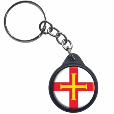 Image of Ozorath Guernsey Flag Keyring Keychain Key Ring Chain With Trolley Coin