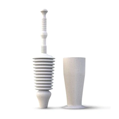 Image of Buffalo Snake Toilet Plunger with Holder Heavy Duty, Double Thrust, Powerful Pump Bellow Design for Max Force Low Flow, Elongated &amp; Square Bottom Loos Grey