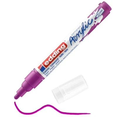 Image of edding 5100 acrylic marker medium purple 1 waterproof paint round nib 2 3mm pen for drawing on canvas, art paper and wood markers pebbles