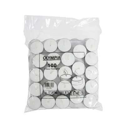 Image of Olympia 4 Hour Tealights 280X220mm White Unscented Candles Restaurant 100pc