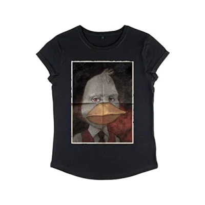 Image of Marvel Women&#039;s Howard Duckman Rolled Sleeve T Shirt, Black, S