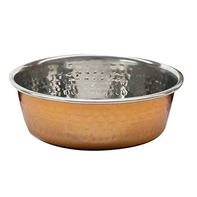 Image of Rosewood Deluxe Steel Hammered Copper Pet Bowl 1900ml 8.5&quot;, clear