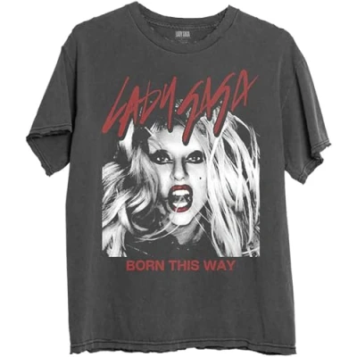 Image of Rock Off officially licensed products Lady Gaga Born This Way Photo T Shirt XL Charcoal