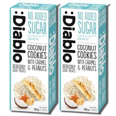 Image of Diablo No Added Sugar Coconut Cookies With Caramel &amp; Peanut 100g (Pack Of 2)