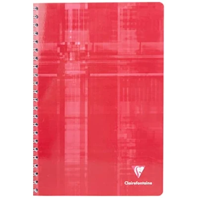 Image of Clairefontaine Ref 8172C Wirebound Notebook (112 Sheets) A4 in Size, Squared Ruling, 90gsm Brushed Vellum Paper, Laminated Card Cover Random Colour