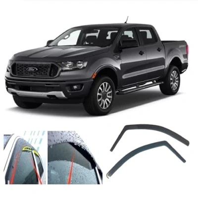 Image of AC WOW 2x Wind Deflectors Rain Guards for Ford Ranger Double Cab (T6) 2011 2012 2013 2014 2015 2016 2017 2018 2019 2020 2021 2022