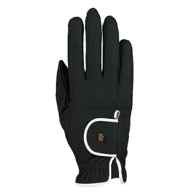 Image of Roeckl Sports equestrian gloves LONA, ladies summer riding glove, black/white 6.5