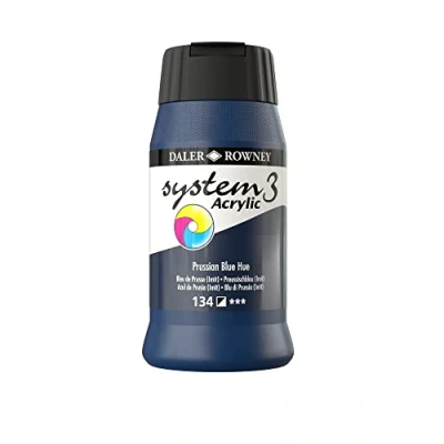 Image of Daler Rowney System3 Acrylic Paint, Plastic Pot, 16.91oz 500 ml, Prussian Blue Hue