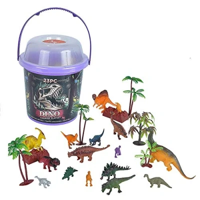 Image of WILD REPUBLIC 22113 Dinosaur Toys Large Bucket, 23 Piece Animal Figurines Set T Rex, Triceratops, Velociraptor, Spinosaurus, Stegosaurus, Dinosaure