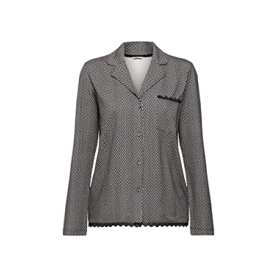 Image of ESPRIT Women&#039;s Printed Cotton Lace Sus S.Shirt_a_l Pajama Top, Black, 16