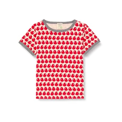 Image of loud + proud Unisex Kid&#039;s T Shirt with Bird Print, GOTS Certified, Tomato, 110 116 cm