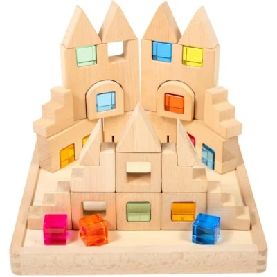 Image of TickiT 73546 Wooden Building Gem Blocks Cubes Stacking Gemstone Small World Play