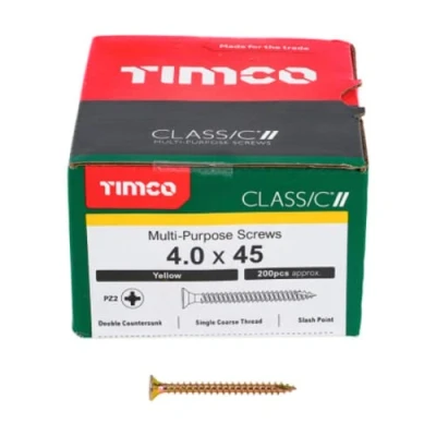 Image of TIMCO Classic Multi Purpose Screws PZ Double Countersunk 4.0 x 45 Gold Box of 200