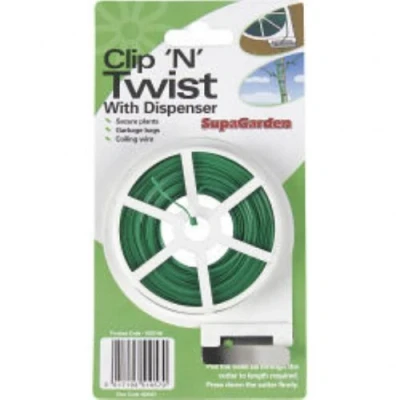 Image of SupaGarden Clip N Twist Plant Tie Coiling Wire With Dispenser 30M