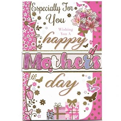 Image of Mothers Day Open Greeting Card 23 x 15 Cm (9 6 inches) Especially For You Wishing A Happy Mother&#039;s