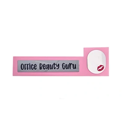 Image of Boxer Gifts Office Beauty Guru&#039; Pink Wooden Sign Fun Novelty Desk Accessory With Mirror Gift For Her