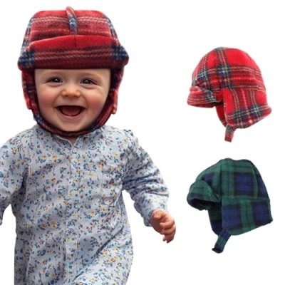 Image of BRAW CLANS TARTANS Fleece Baby Hat Scottish Tartan Design Royal Stewart Winter, Christmas, New Year &amp; Birthday Boy&#039;s or Girl&#039;s Gift Age 2 3 Years