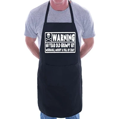 Image of Print4U 60 Year Old Git 60th Birthday BBQ Cooking Funny Novelty Apron Black