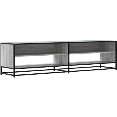 Image of vidaXL Grey Sonoma TV Cabinet Stand/Media Unit Engineered Wood With Metal Frame, 180.5x40x46 cm, 4 Shelves, Modern Style