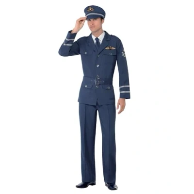 Image of Smiffys WW2 Air Force Captain CostumeM Size 38 in 40 inBlue