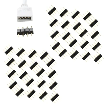 Image of CESFONJER 4 Pin Male Plug Connector Adapter for RGB 3528 5050 LED Strip Light (40 pcs)