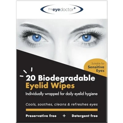 Image of The Eye Doctor Eyelid Wipes 20x Individually Wrapped Cleansing Suitable for use with Sensitive Eyes, Dry Blepharitis &amp; MGD Detergent and Preservative Free