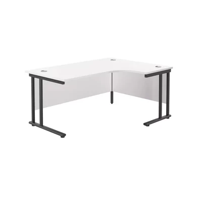 Image of Jemini Radial Right Hand Double Upright Cantilever Desk 1800x1200x730mm White/Black KF803843