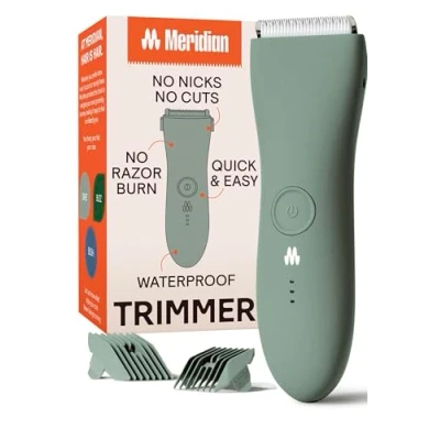 Image of MERIDIAN Body Hair Trimmer for Men, Bikini Women, Ball Pubic Hair, No Nick, Cut, Razor Burn, Groin and Shaver Waterproof &amp; Rechargeable Groomer Sage