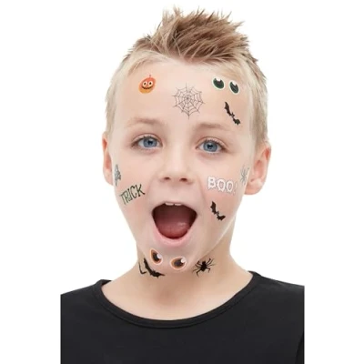 Image of Smiffys Make Up FX, Assorted Trick or Treat Halloween Tattoo Transfers, Cosmetics and Disguises Fancy Dress, Dress &amp; Disguises.