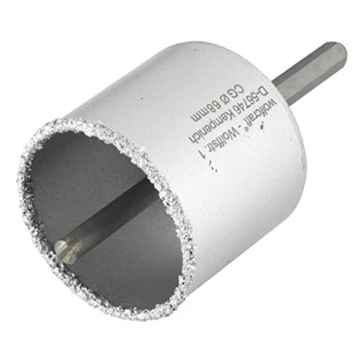 Image of wolfcraft Annular Bit, Tungsten Carbide Coated, with Mandrel I 3896000 for Plumbing and Electrical installations in Brick Walls Stone, Cutting Depth 55 mm