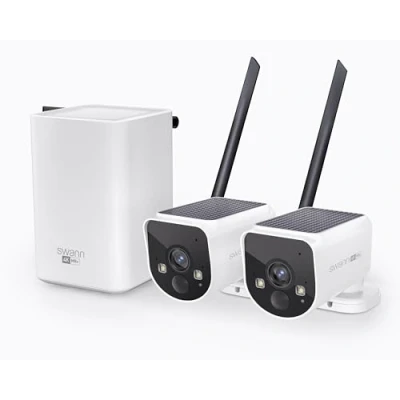 Image of Swann MaxRanger4K Wireless NVR Security System, 2 Cam Kit with Solar Panels, Longest Range Wi Fi, Person/Vehicle Detection, Colour Night Vision, Local Storage, No Monthly Fee, MR4KSD2