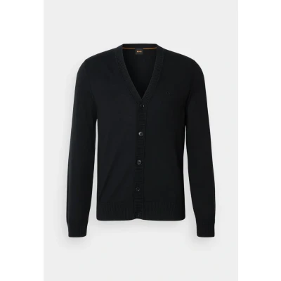 Image of BOSS Mens Avac CD Embroidered Logo Cardigan in a Wool Blend Black