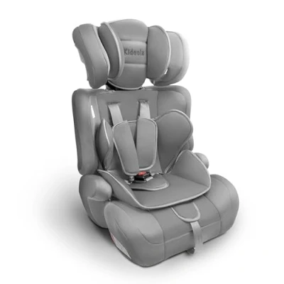 Image of Kidoola Adjustable Car Seat for Toddlers &amp; Children Safety Certified Booster Seat, Padded Comfortable with 3 Age Functions Straps, Up to 12 Years ECE R44/04 (Grey Black) (Grey)