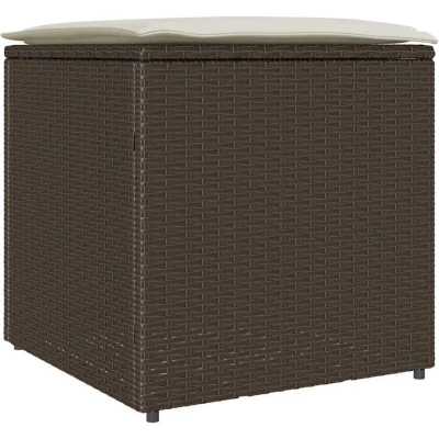 Image of vidaXL Outdoor Storage Box Brown and Cream Rattan Medium
