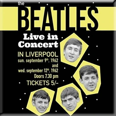 Image of The Beatles Fridge Magnet Live in Concert 1962 Poster Official 76mm x One Size