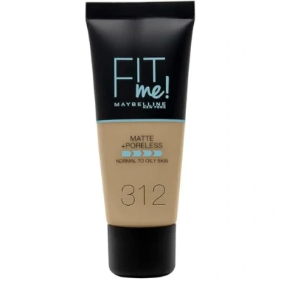Image of Maybelline Fit Me Foundation, Medium Coverage, Blendable With a Matte and Poreless Finish, For Normal to Oily Skin, Shade: 312 Golden, 30ml