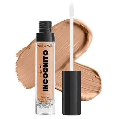 Image of wet n wild, Megalast Incognito Full Coverage Concealer, Seamless and Richly Pigmented, Buidable Medium to Coverage, Matte Finish, Nourishing Hydrating Formula with Shea Butter, Neutral