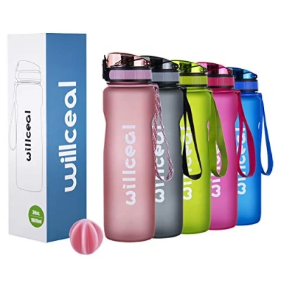 Image of Sport Water Bottle,BPA Free Tritan, 1L (36oz), Premium Leak Proof Plastic Bottle Sport, Sports Bicycle for Camping Outdoors, Cycling, Hiking, Yoga, Gym and more (Rose Gold, 1000ml)