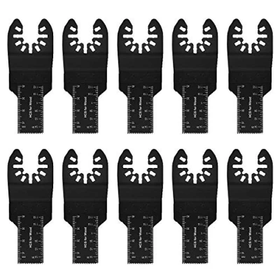 Image of 10pcs Oscillating Saw Blades, Quick Release High Carbon Steel Blades Replacement Set with 10mm(3/8in) 20mm(3/4in) Stalk,Precision Cutting Multi Tool for Metal Wood Plastic(20mm)