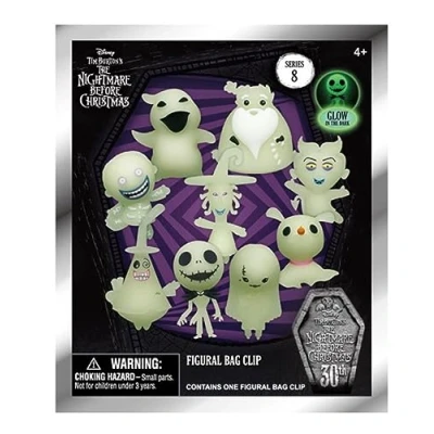 Image of Monogram Nightmare Before Christmas Series 8 Glow in the DARK 3D Foam Bag Clip Blind 30th Anniversary., Dark, 2.5&quot;