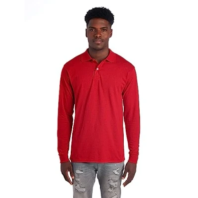 Image of Jerzees Men&#039;s Spot Shield Long Sleeve Polo Sport Shirt, True Red, XXL