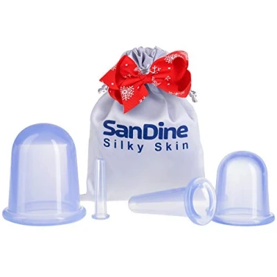 Image of Cupping Therapy Set for Face Ideal to Cup Your Cheeks, Chin and Lips Facial Sets Anti Cellulite Silicone Cups Kit by Sandine (Blue)
