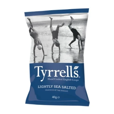 Image of Tyrells Lightly Sea Salt Chips 40 g (Pack of 24)