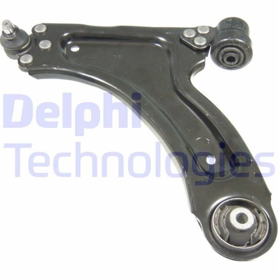 Image of 13140037, 13140039, 24428977, 24449453, 352041 Suspension Arm DELPHI TC1004 with ball joint Left, Lower Trailing Sheet Steel VAUXHALL: Corsa Mk2