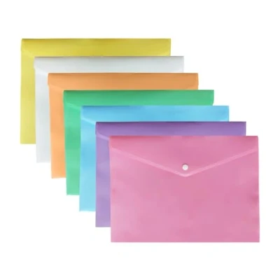 Image of 5 Assorted Pastel Colour A5 Document Wallets Plastic Carry Folder Pink Aqua CRFA