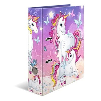Image of HERMA Lever Arch File Kindergarten Animals with Unicorn Motif, A4, 70 mm Spine, Inner Print, 1 Folder