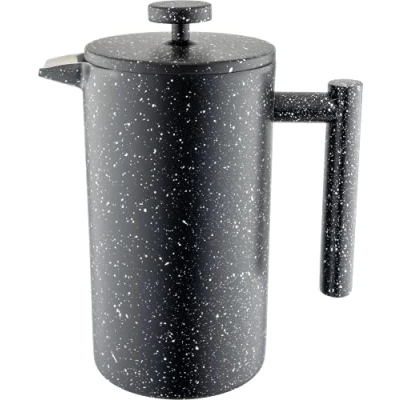 Image of Café Olé CFD Cafetière, 1 Litre 3 Cup Double Walled Stainless Steel French Press Coffee Maker, Black Granite Finish, 08BG