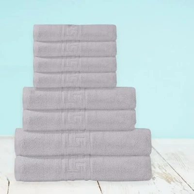 Image of DTEX HOMES 8 Piece Towel Set 100% Egyptian Cotton 600 GSM, 2 Bath Towels, Hand 4 Washcloths Silver